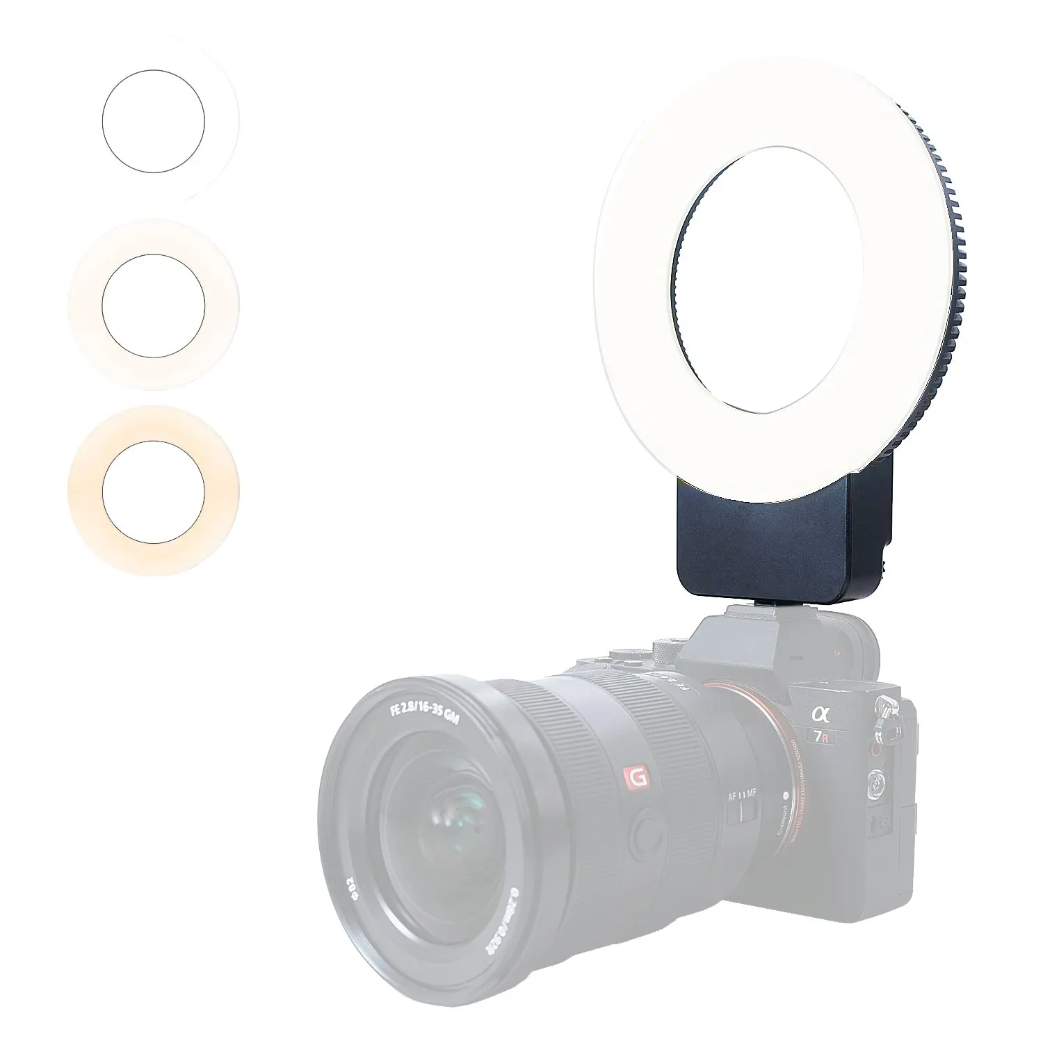 Luxceo p01 novo design de 5.5 polegadas recarregável, fotografia, vídeo na câmera, anel de luz led