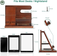 Organisateur de stockage de bureau en bambou Station d'accueil pour téléphone en bois et organisateur de table de chevet pour hommes montre porte-clés pour la décoration intérieure