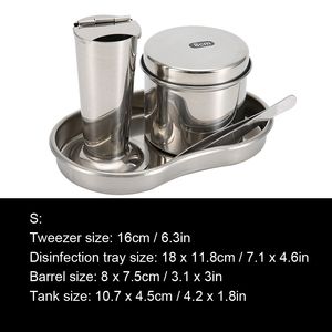 Peahefy Medical Surgical Stainless Steel <b>Tattoo</b> Disinfection <b>Kit</b> 4-Piece Disinfection Jar Tray Tweezer Plate CE Certified Manual - Product Image 5