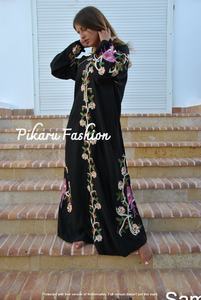 ชุดเดรสปักลายดอกไม้ตะวันตกขายดีเสื้อผ้าลำลองแขนยาวผ้าคอตตอนพิมพ์ลายซักได้ - Product Image 4