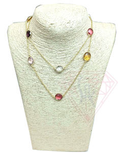 Classic Multi-Stone Necklace <b>Set</b> <b>for</b> Women or <b>Girls</b> Handmade Bezel Setting <b>for</b> Engagement Wedding Party or Anniversary - Product Image 2