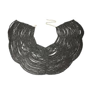 Collier drapé en perles de bois chrétien pour cadeau de mariage, bijoux en bois naturel noir avec chaîne à maillons pour occasions de fête - Product Image 2