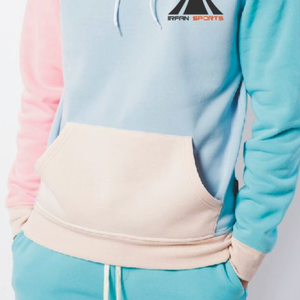 Sweat à capuche à blocs multicolores pour hommes de haute qualité 100% coton polaire pour les techniques brodées d'hiver - Product Image 4