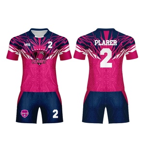 Conjuntos de uniformes de rugby de poliéster 100% personalizados, transpirables con logotipo de sublimación e impresión de números para ropa de fútbol - Product Image 6