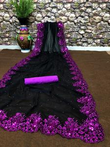 Saree de seda suave Banarasi de algodón multicolor con pieza de blusa sin costuras New Desirer Precio más bajo para mujer India Alphanumero - Product Image 6