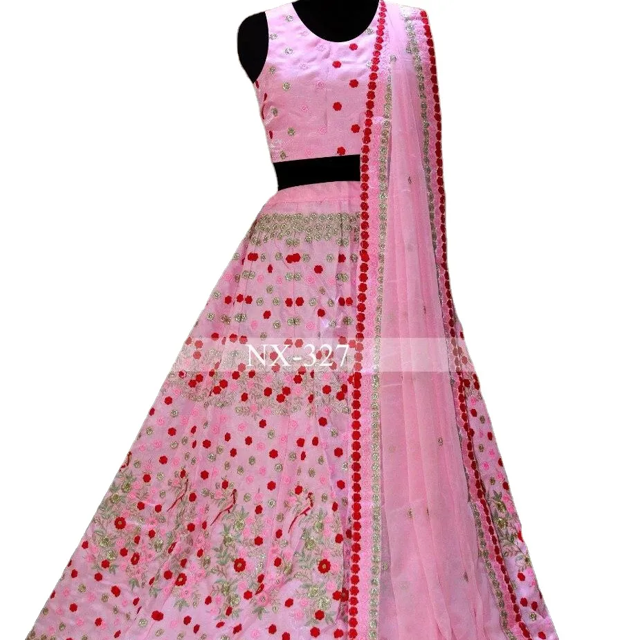 Esclusivo stile pesante Designer etnico indiano tradizionale abbigliamento da festa Lehenga e Choli con collezione di Stole
