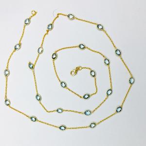 Everyday Wear 925 Sterling Silver Blue Topaz Long Chain Necklace - Product Image 3