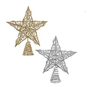 Metal noel dekorasyon altın ve gümüş tel yıldız ağacı Topper