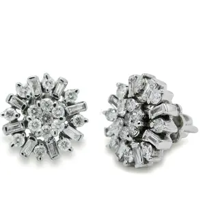 Real Diamond Earrings for Women's at Wholesale Price Baguette Flower Gold Earrings IGI Certified Diamond Jewellery