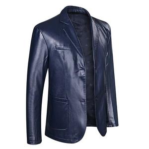 Navy Blue Colour Top quality Mens Real Sheep <b>Leather</b> <b>Blazer</b> available in all Colors Made in Pakistan - Product Image 1