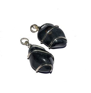 Get Online Black Stone <b>Wrap</b> Tumbled Pendants : Black Stone <b>Wrap</b> Tumbled Pendants For Sale - Product Image 1