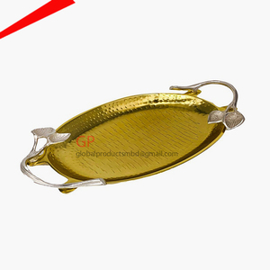 Nueva bandeja de diseño con acabado plateado, forma ovalada, elegante bandeja para servir en bares y hoteles. - Product Image 4