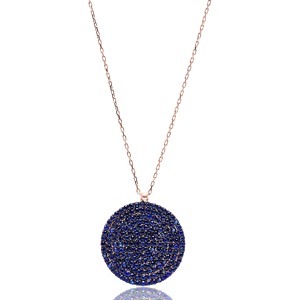Colgante de plata de ley 925 con forma redonda turca, joyería elegante hecha a mano - Product Image 1