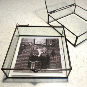 SQUARE Clear Glass Photo Display <b>Box</b> - Hinged Top - Jewelry - <b>Collections</b> - Product Image 1