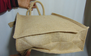 Lowell <b>Craft</b> Ready Stock Recycled Eco-Friendly Geometric Print Jute Tote <b>Bag</b> Zipper Closure Rope Handle (12"W X 14"H X 5"G) for - Product Image 4