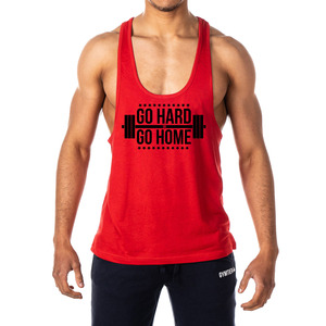New Arrival Custom Made Men's Gym Stringer Vest <b>Red</b> Sleeveless Tank with Hood Collar Custom Printing Prices - Product Image 4