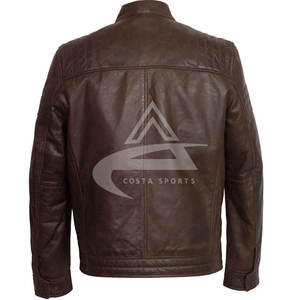 เสื้อแจ็กเก็ตหนังพียูของผู้ชาย,เสื้อบอมเบอร์เสื้อใส่เที่ยวแขนยาวผ้าสองชั้นสไตล์วินเทจปักลายได้ตามต้องการ - Product Image 2