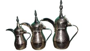 Indian Top Selling Latest Premium Quality <b>Silver</b> Plated Luxury Arabic Dallah Turkish Style Sand Casted Embossed Brass Coffee - Product Image 4