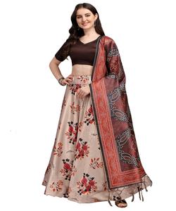 Atractivo puro suave seda 4d efecto Impresión digital trabajo lehenga choli con Kanjivaram dupatta conjunto ropa de fiesta para mujeres tienda de ropa - Product Image 1