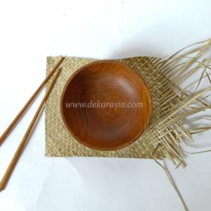 Design personnalisé bol en bois de teck vintage écologique 5.7 pouces de diamètre, assiette à dessert en bois pour les fêtes - Product Image 2