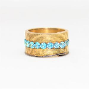 Moda 925 plata esterlina azul Topacio eternidad banda anillo infinito colección chapado en oro fábrica al por mayor para boda barato - Product Image 3