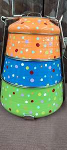 KING INTERNATIONAL Printed Lunch <b>Box</b> Enamel <b>Tiffin</b> Stainless Steel Printed Hot <b>Tiffin</b> - Product Image 2