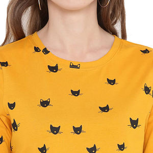 Custom Printed OEM <b>Yellow</b> Color 100% Pure Cotton 180Gsm Short Sleeve <b>Women</b> <b>T</b> <b>Shirt</b> Ladies Summer Wear Printed Top - Product Image 6