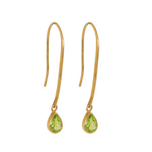 Pendientes de Plata de Ley 925 sencillos y modernos chapados en oro con piedras preciosas cortadas en peridoto y diamantes a precio de descuento - Product Image 1
