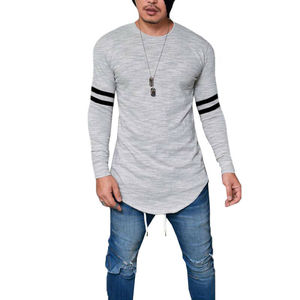 Camiseta informal de manga larga y diseño para hombre, Camiseta ajustada con dobladillo curvo, con estampado personalizado - Product Image 4