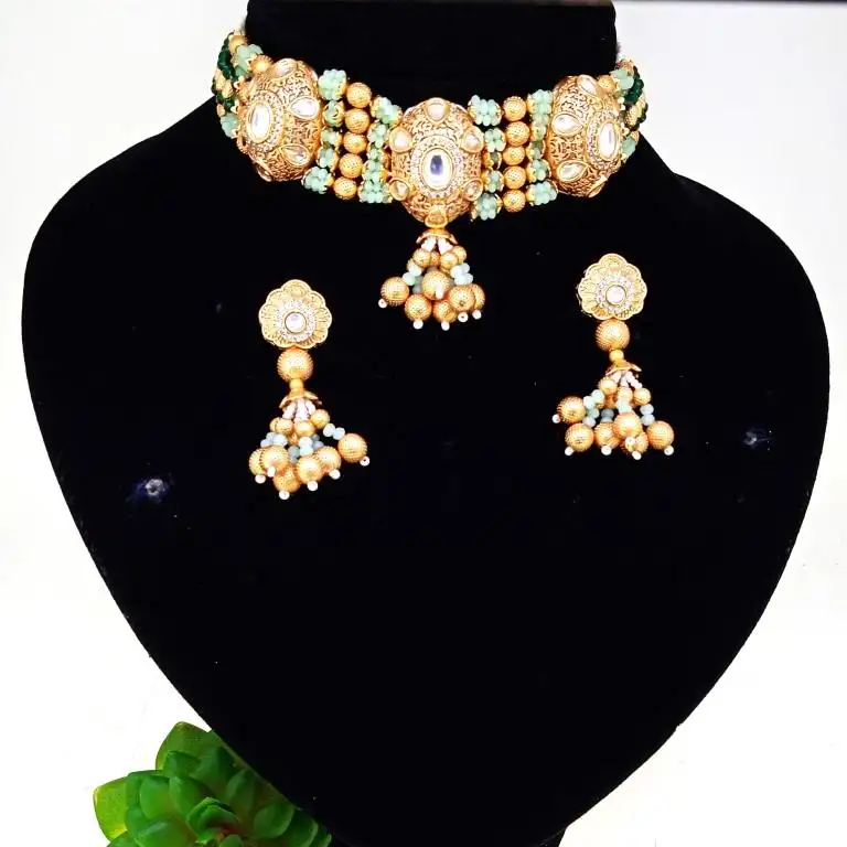 Bollywood Style Kundan Necklace Set-2018 Bollywood Fashion Bridal Jewelry Set- bridal Jewellery-Indian Designer Necklace set