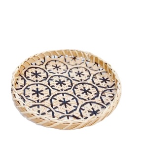 Bandeja para servir postres de ratán de nuevo diseño, forma redonda, acabado Natural, perfecto para cenas de mesa en el hogar y bodas - Product Image 1
