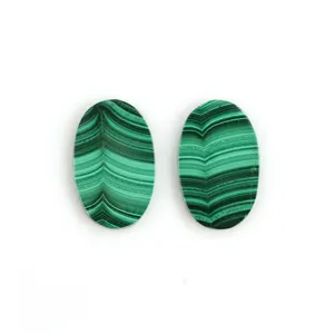 High Quality Polished Green Malachite 12x20mm Smooth Flat Oval Shape Calibrated Loose Gemstone For Jewelry Making Manufacturer