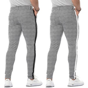 Pantalon de Jogging serré pour hommes, vêtements d'entraînement, de Fitness, de survêtement à carreaux, extensibles, décontractés, avec poches, tenue de course en plein air, - Product Image 2