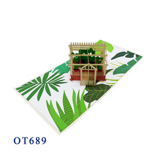 Green House Pop up Card Kirigami Papercraft Vietnam Craft Souvenir Carte de voeux Impression découpée au laser Papier en gros - Product Image 4