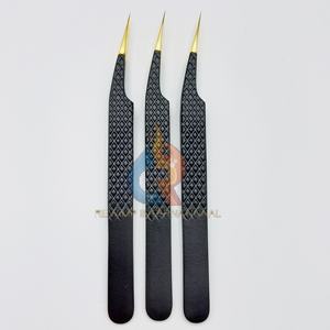 Pince à cils professionnelle en acier inoxydable de marque privée couleur noire or pointe pointue emballage personnalisé de précision Durable - Product Image 3
