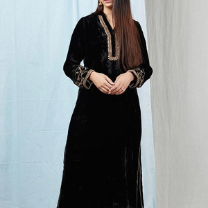 NEW--ELEGANT---EMBROIDERY on STRAIGHT KURTA WITH <b>PANT</b>--DRESS--for Party-WEAR & WEDDING @ 2021 - Product Image 1