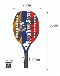 Raquettes de beach tennis avec face en fibre de carbone de 20 mm, poignée en fibre de carbone, filet en fibre de verre, poids 320-340 g, longueur 50 cm - Product Image 1
