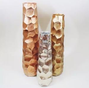 Vase à fleurs en métal aluminium lot de 2 pièces pour la maison mariages et fêtes vase à plantes décor plaqué or Pot de fleurs en métal au design moderne - Product Image 5