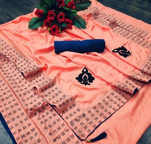 Sari Indio de Seda para Bodas, Diseño Moderno, Lavable, Precio Bajo, Venta al por Mayor, Multicolor, Ropa Étnica para Fiestas de Mujeres - Product Image 1