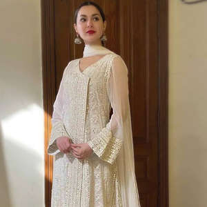 À la mode rayonne coton Alphanumero Gharara haut bas Dupatta Potli bouton broderie travail indien pakistanais ethnique vêtement - Product Image 1