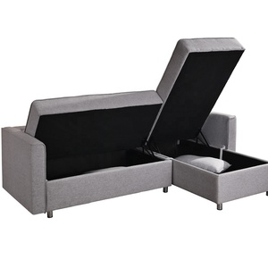 Hiện Đại Convertible L-Hình Dạng Gấp Góc <span class=keywords><strong>Sofa</strong></span> Giường Với Lưu Trữ Vải Mở rộng Có Thể Gập Lại Cho Phòng Khách Sạn Hoặc Phòng Ngủ - Product Image 1
