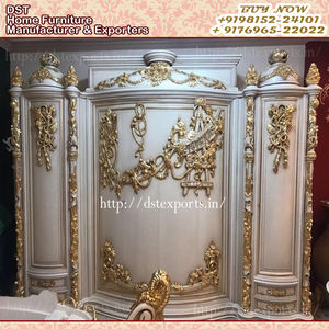 Royal Carved Round <b>Bed</b> Modern Teak <b>Wood</b> Bedroom Furniture Set Deluxe Gold <b>White</b> Finish Luxurious DST EXPORTS Durable - Product Image 6