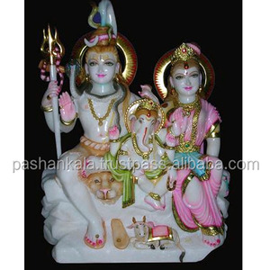 มือทำ Makrana หินอ่อนพระอิศวรรูปปั้นครอบครัว - Product Image 1