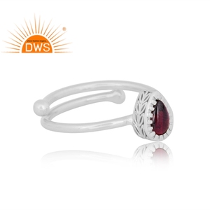 Anillo de piedra natal de granate natural en forma de pera para mujer, superventas, anillo de plata esterlina, proveedor de fabricación de joyas - Product Image 3
