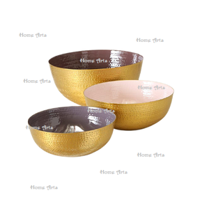 Juego de 3 Tazones de Frutas de Diferentes Tamaños, Tazón Redondo de Cobre Martillado para Mezclar Alimentos, para Proveedor Mayorista - Product Image 5