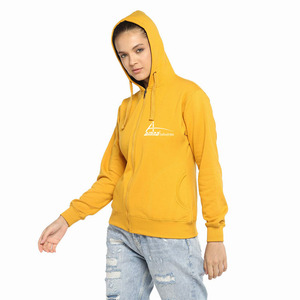 Sweat-shirt blanc/jaune avec poches latérales en molleton pour femme, hoodie surdimensionné à la mode, fermeture éclair, cordon fantaisie pour filles - Product Image 4