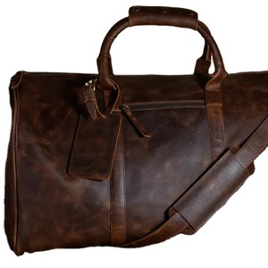 Bolsa de deporte Vintage grande de lujo Unisex, bolsa de gimnasio de cuero genuino hecha a mano, bolsa de compras de viaje plegable con logotipo personalizado, moda de dulces - Product Image 1