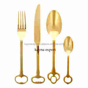 Elegante Juego de Cubiertos de Acero Inoxidable con Acabado Dorado y Pulido Espejo para el Hogar, Hoteles, Restaurantes y Fiestas - Product Image 6