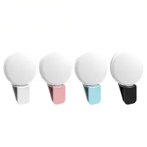Mini anneau lumineux LED rechargeable USB personnalisable avec logo, à clipser, en plastique, pour tous les smartphones - Product Image 1
