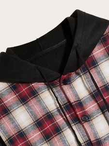 Sudadera con capucha de estilo a cuadros informal para hombre al por mayor con logotipo personalizado Sudadera con capucha con patrón de rayas impermeable - Product Image 2